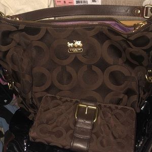 Authentic brown bag and wallet